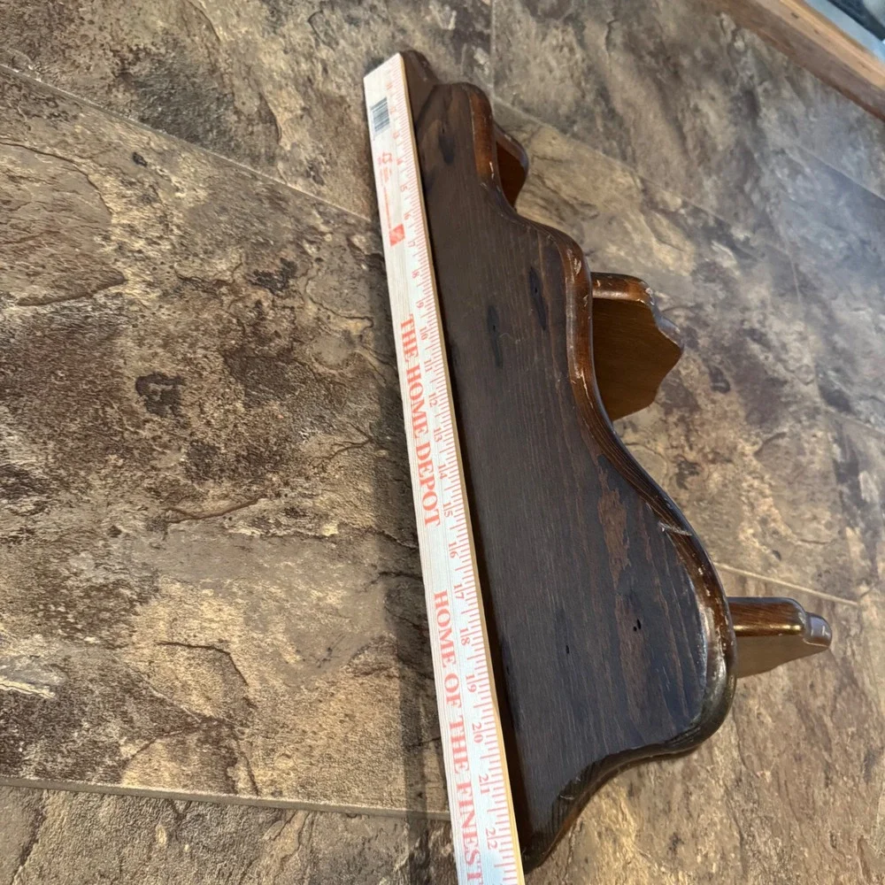 Vintage Cottagecore Wood Corner Shelf 3 Tier Wall Brown Curio Display Large Vtg